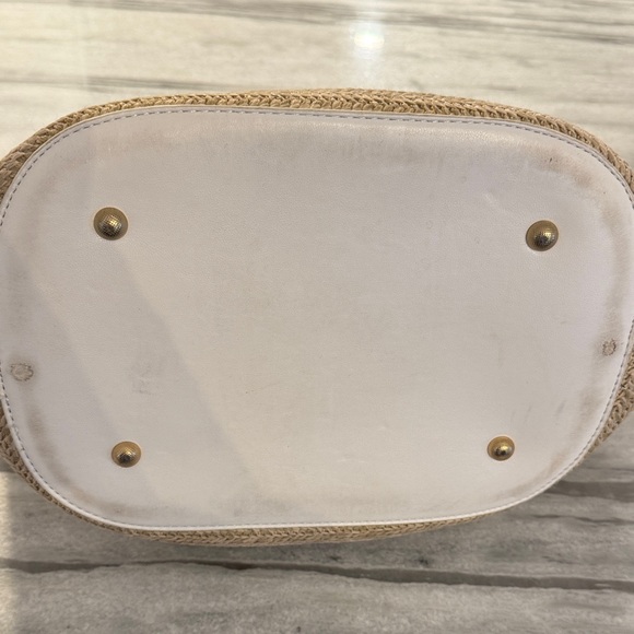 Like Dreams Neutral Straw Tote with Cream Bow Accent - Picture 6 of 7